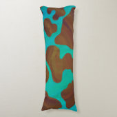 Koe bruin en Blauwgroen afdrukken Lichaamskussen (Voorkant Verticaal)