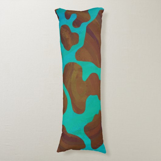 Koe bruin en Blauwgroen afdrukken Lichaamskussen (Voorkant Verticaal)