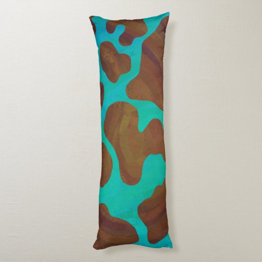 Koe bruin en Blauwgroen afdrukken Lichaamskussen (Achterkant (Verticaal))