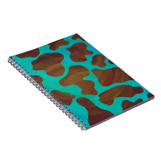 Koe bruin en Blauwgroen afdrukken Notitieboek (Rechterzijde)