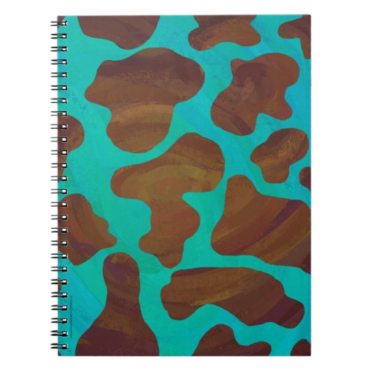 Koe bruin en Blauwgroen afdrukken Notitieboek (Voorkant)