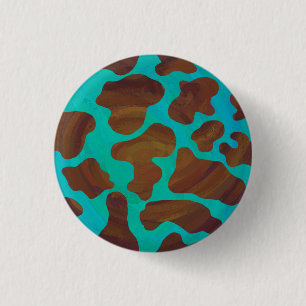 Koe bruin en Blauwgroen afdrukken Ronde Button 3,2 Cm