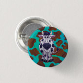 Koe bruin en Blauwgroen afdrukken Ronde Button 3,2 Cm (Voorkant /achterkant)