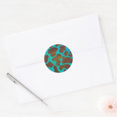 Koe bruin en Blauwgroen afdrukken Ronde Sticker (Envelop)