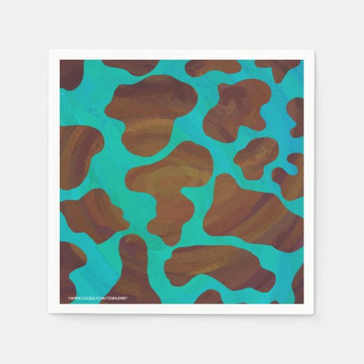 Koe bruin en Blauwgroen afdrukken Servetten (Voorkant)