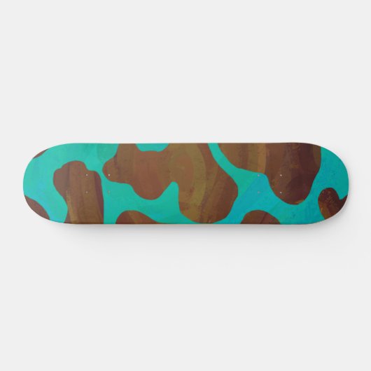 Koe bruin en Blauwgroen afdrukken Skateboard (Horizontaal)