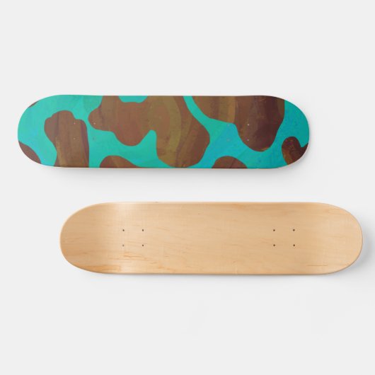 Koe bruin en Blauwgroen afdrukken Skateboard (Horizontaal)