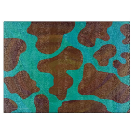 Koe bruin en Blauwgroen afdrukken Snijplank (Voorkant)