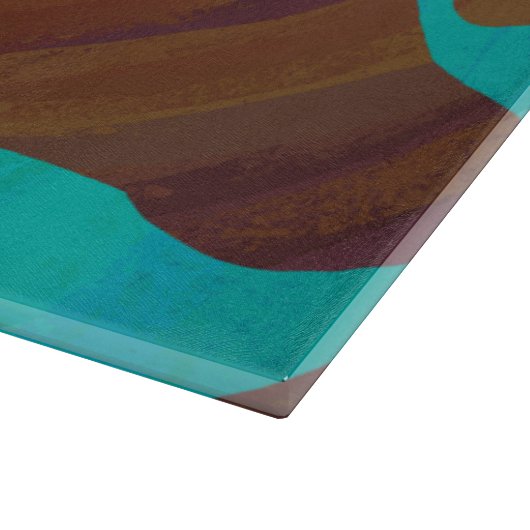 Koe bruin en Blauwgroen afdrukken Snijplank (Hoek)