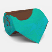 Koe bruin en Blauwgroen afdrukken Stropdas (Opgerold)