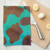Koe bruin en Blauwgroen afdrukken Theedoek (Quarter Fold)