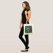 Koe bruin en Blauwgroen afdrukken Tote Bag (Voorkant (model))