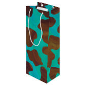 Koe bruin en Blauwgroen afdrukken Wijn Cadeautas (Achterkant Gekanteld)