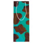 Koe bruin en Blauwgroen afdrukken Wijn Cadeautas (Achterkant)