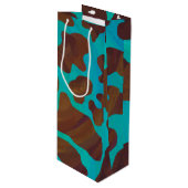 Koe bruin en Blauwgroen afdrukken Wijn Cadeautas (Voorkant Gekanteld)