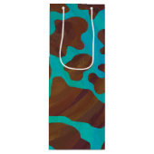 Koe bruin en Blauwgroen afdrukken Wijn Cadeautas (Voorkant)