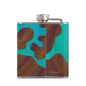 Koe Bruin en Teal Print Heupfles (Achterkant)