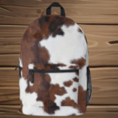 Koe Bruin en Wit Koeienhuid Texturen Bedrukte Rugzak