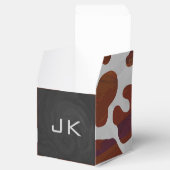 Koe bruin en wit monogram bedankdoosjes (Geopend)