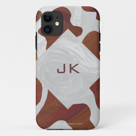 Koe bruin en wit monogram Case-Mate iPhone case (Achterkant)
