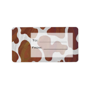 Koe bruin en wit monogram etiket