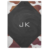 Koe bruin en wit monogram klembord (Achterkant)