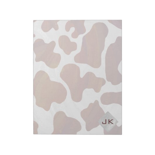 Koe bruin en wit monogram notitieblok (Linkerzijde)