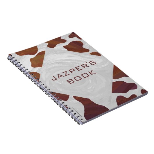Koe bruin en wit monogram notitieboek (Rechterzijde)