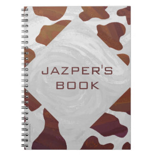 Koe bruin en wit monogram notitieboek