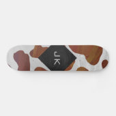 Koe bruin en wit monogram persoonlijk skateboard (Horizontaal)
