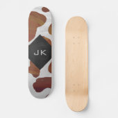 Koe bruin en wit monogram persoonlijk skateboard (Voorkant)