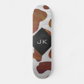Koe bruin en wit monogram persoonlijk skateboard (Voorkant)