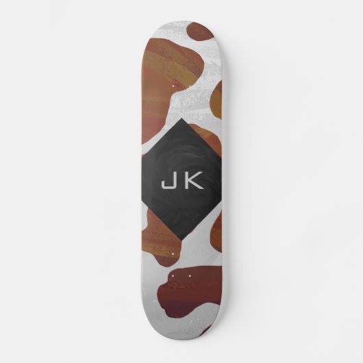 Koe bruin en wit monogram persoonlijk skateboard (Voorkant)