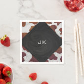 Koe bruin en wit monogram servet (Insitu)