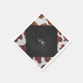 Koe bruin en wit monogram servet (Hoek)