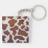 Koe bruin en wit monogram sleutelhanger (Achterkant)