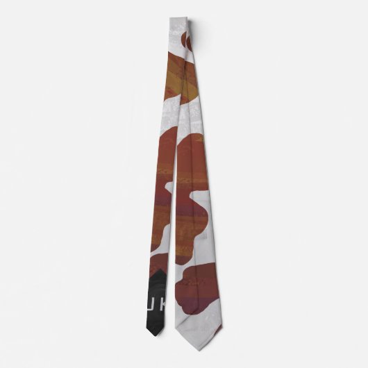 Koe bruin en wit monogram stropdas (Achterkant)