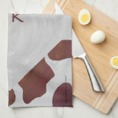 Koe bruin en wit monogram theedoek (Quarter Fold)