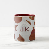 Koe bruin en wit monogram tweekleurige koffiemok (Center)