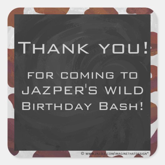 Koe bruin en wit monogram vierkante sticker (Voorkant)