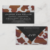 Koe bruin en wit monogram visitekaartje (Voorkant / Achterkant)