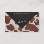 Koe bruin en wit monogram visitekaartje (Achterkant)