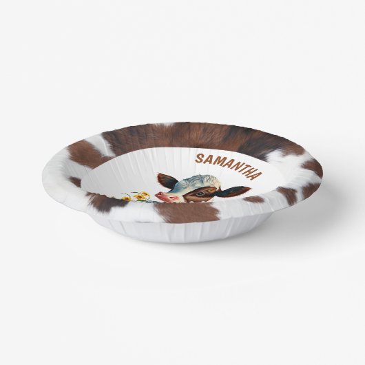 Koe Bruin en Wit Papieren Kommen (Gebogen)