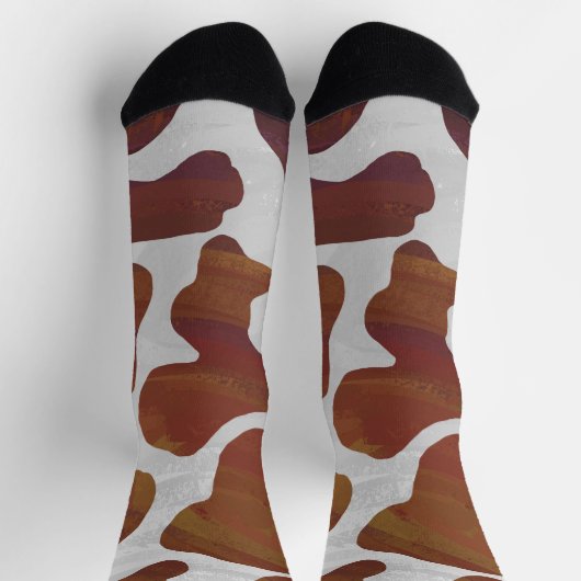 Koe bruin en wit patroon sokken (Top)