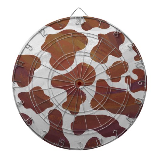 Koe Bruin en Wit Print Dartbord (Voorkant)