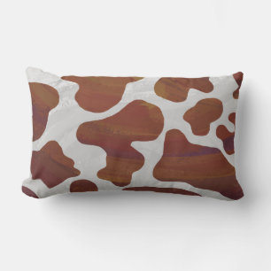 Koe Bruin en Wit Print Kussen