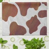 Koe Bruin en Wit Print Theedoek (Gevouwen)