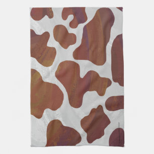Koe Bruin en Wit Print Theedoek
