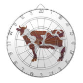 Koe Bruin en Witte Silhouette Dartbord (Voorkant)