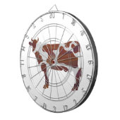 Koe Bruin en Witte Silhouette Dartbord (Voorkant Rechts)